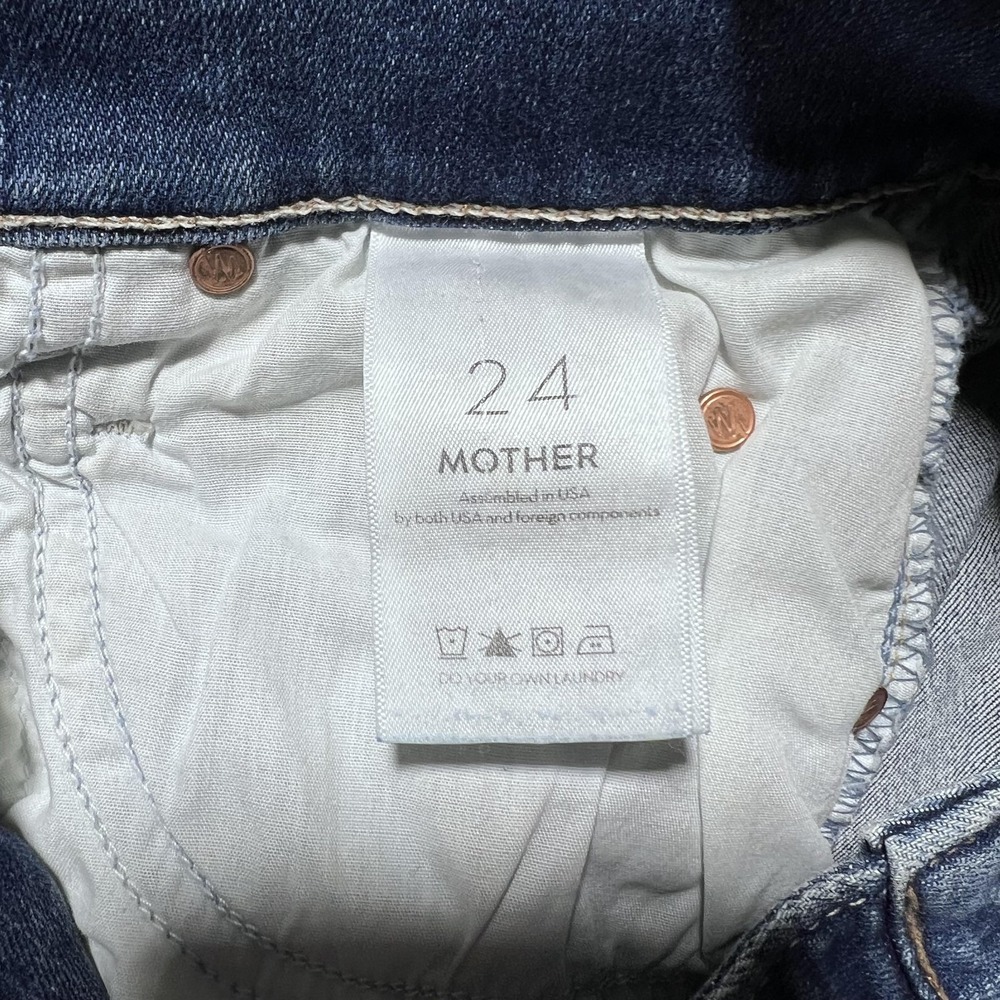 Mother The Mid Rise Dazzler Ankle Fray This Time Next Year Jeans Womens 24 Blue - Picture 7 of 15